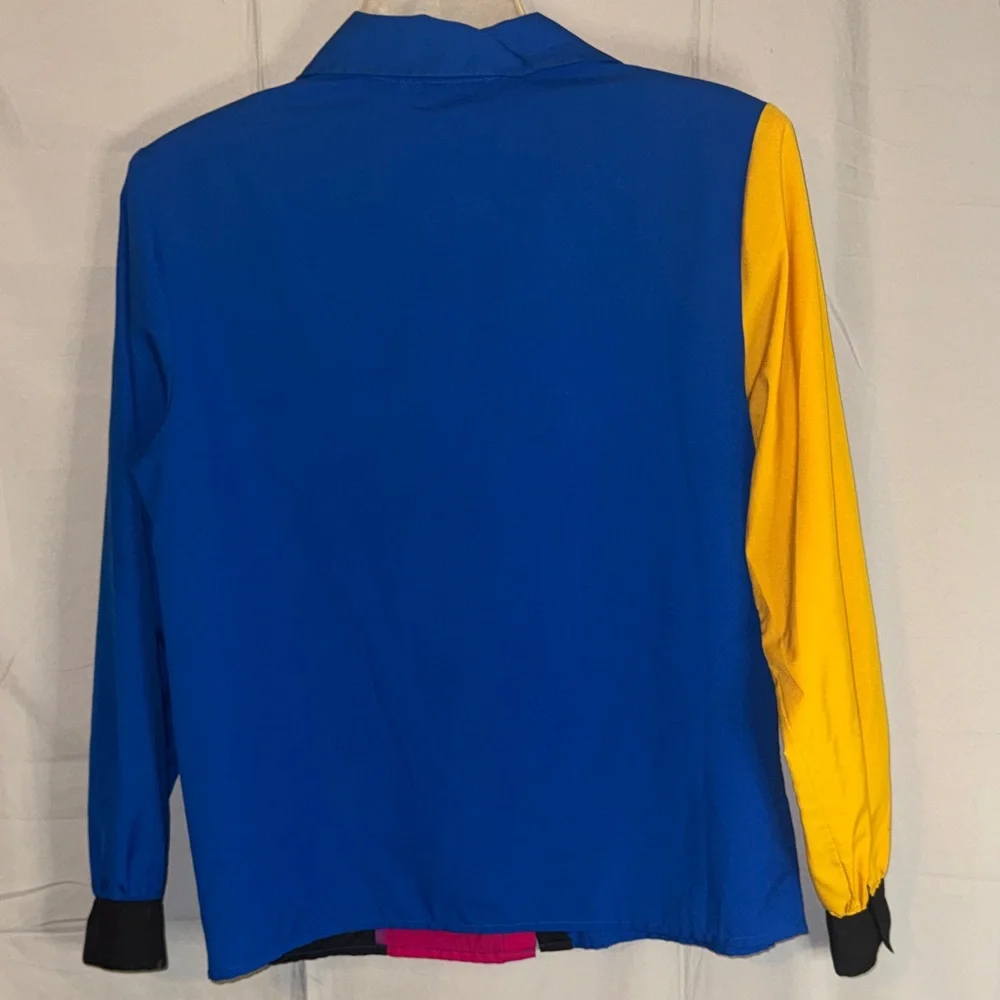Colorblock Women's Blouse in Blue, Pink, and Yellow - Picture 7 of 12
